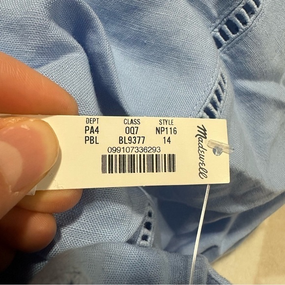 Madewell powder blue Sweetheart Midi Dress in Linen-Cotton Blend - Picture 6 of 7